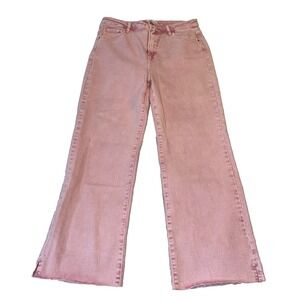 Risen Jeans Pink Wide Leg Jeans 15 32 Acid Wash Baby High Rise Fray Raw Hem